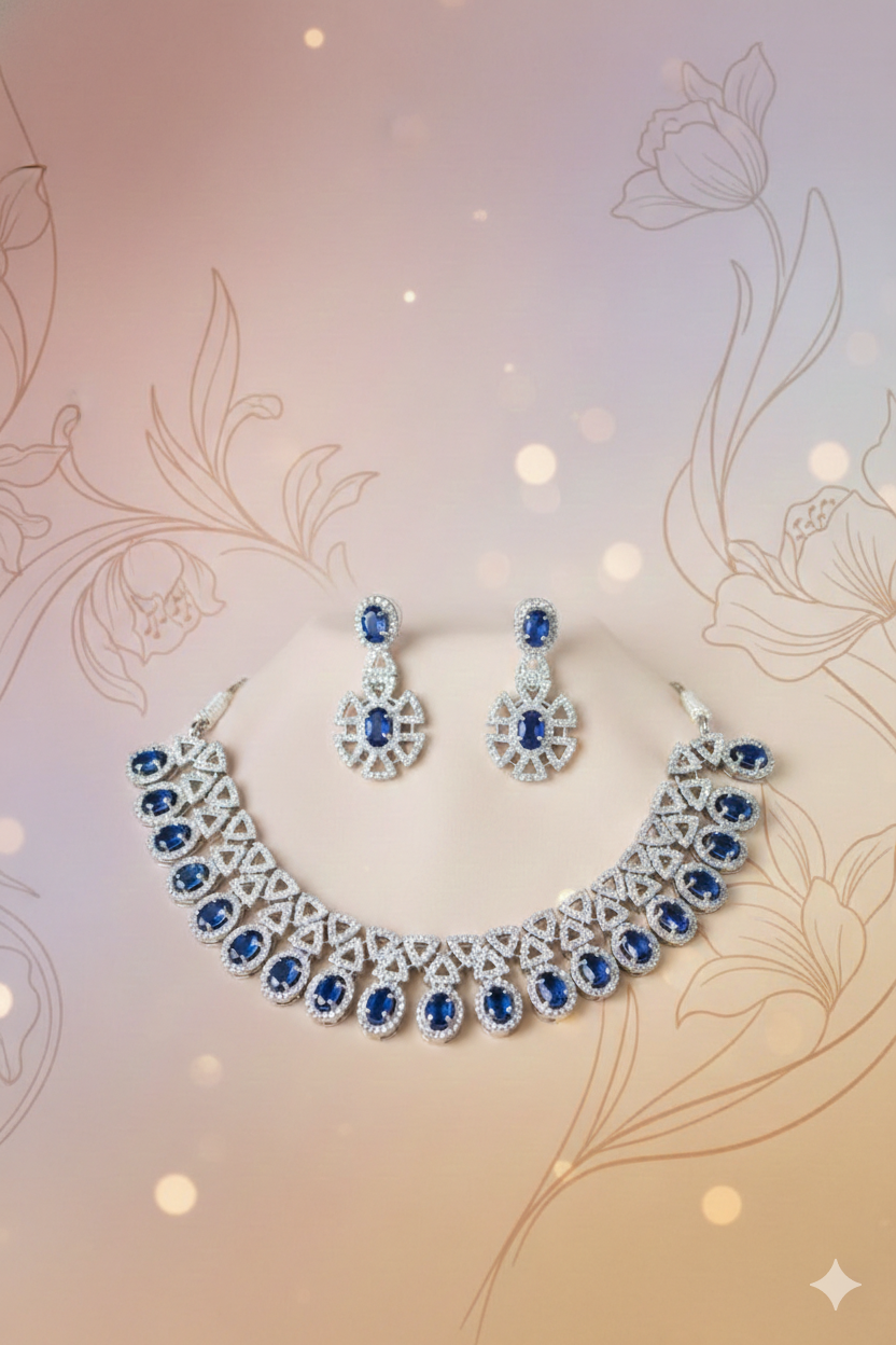 Midnight Azure Blossom Necklace Set