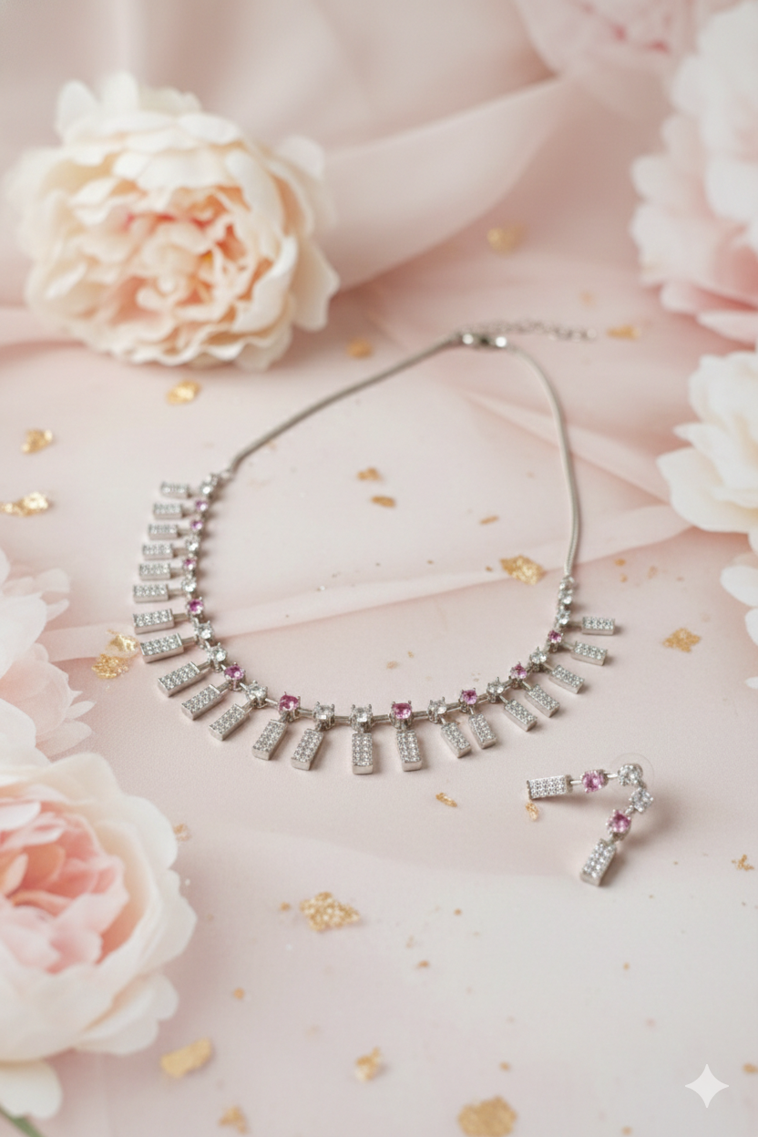 Pink Sparkle Geometric Fringe Set