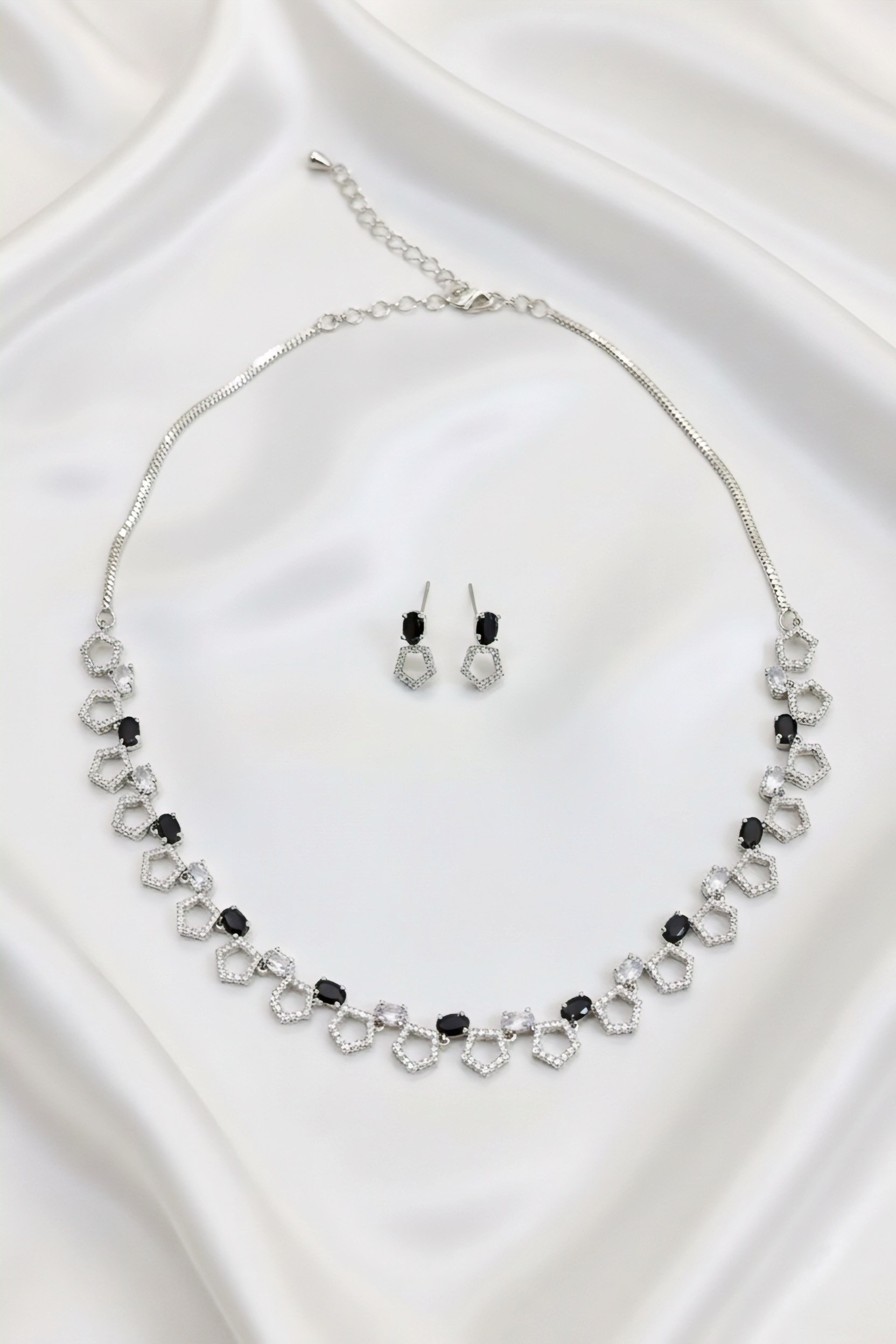 Black Geometric Hexagon Jewelry Set