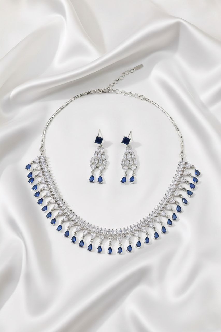 Sapphire Blue Teardrop Jewelry Set