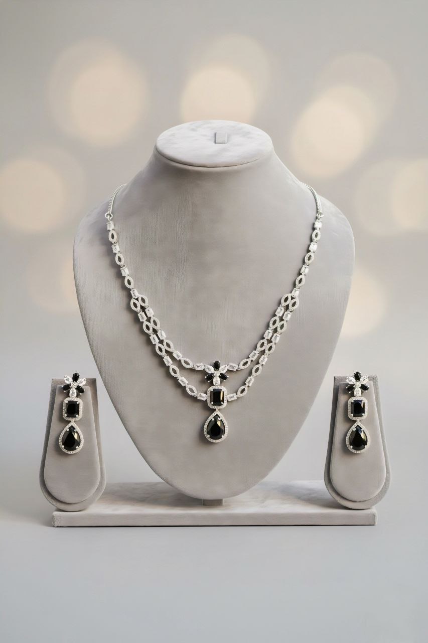 Black Crystal Jewelry Set
