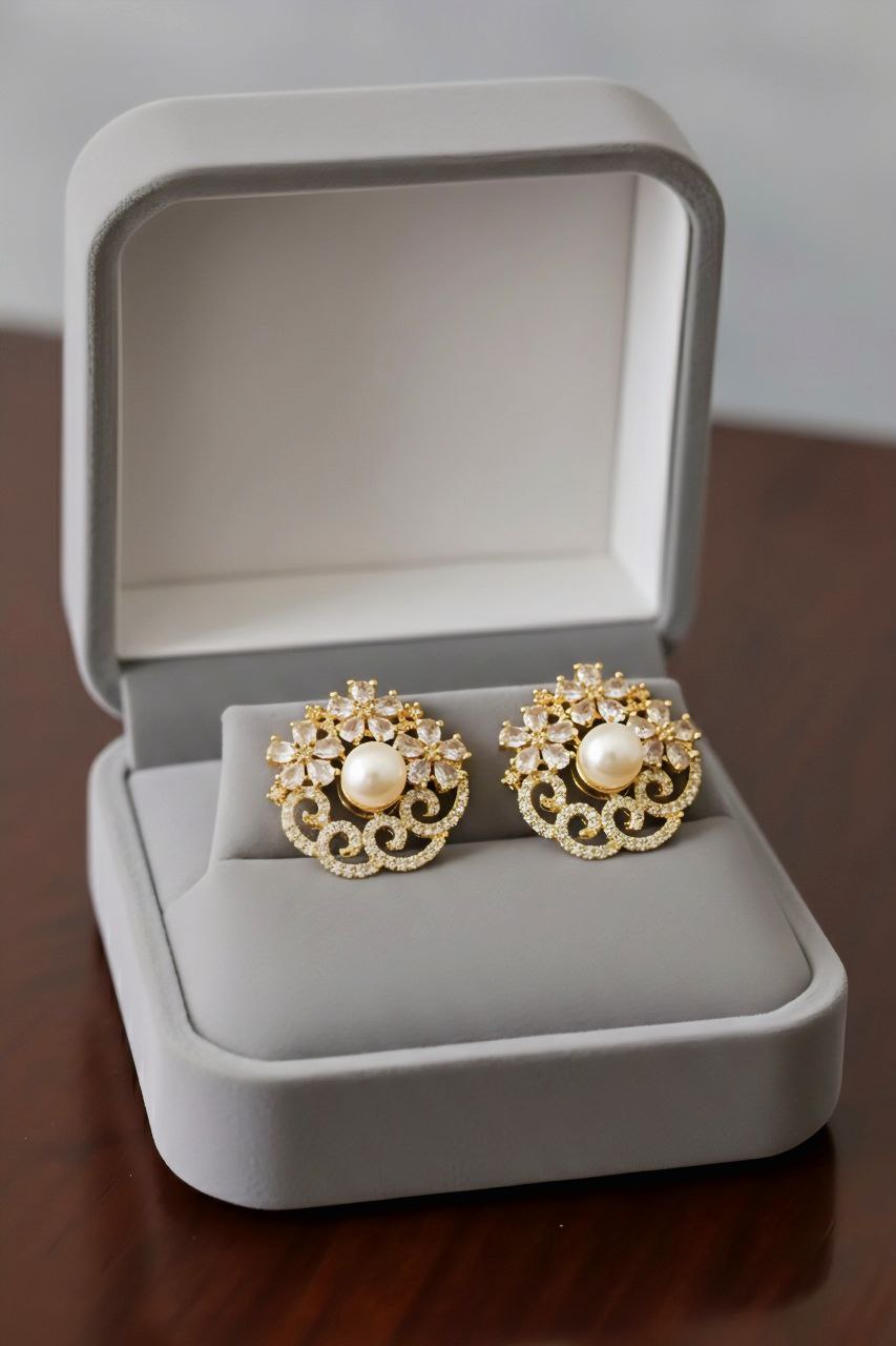 Golden Pearl Studs Earrings
