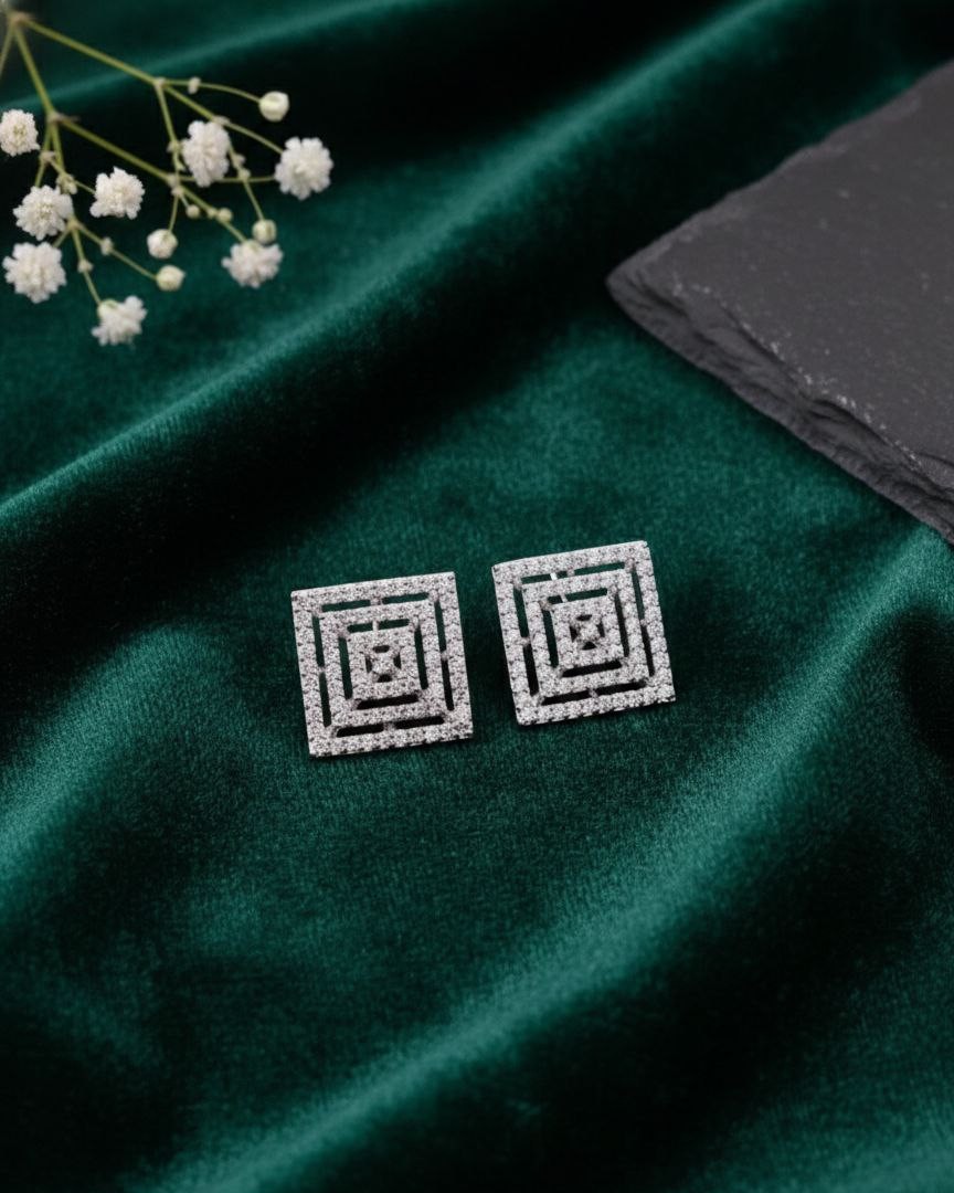 Square Silver Elegance Earrings