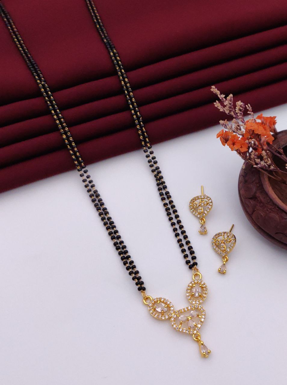 24 inch chain mangalsutra with earrings-03