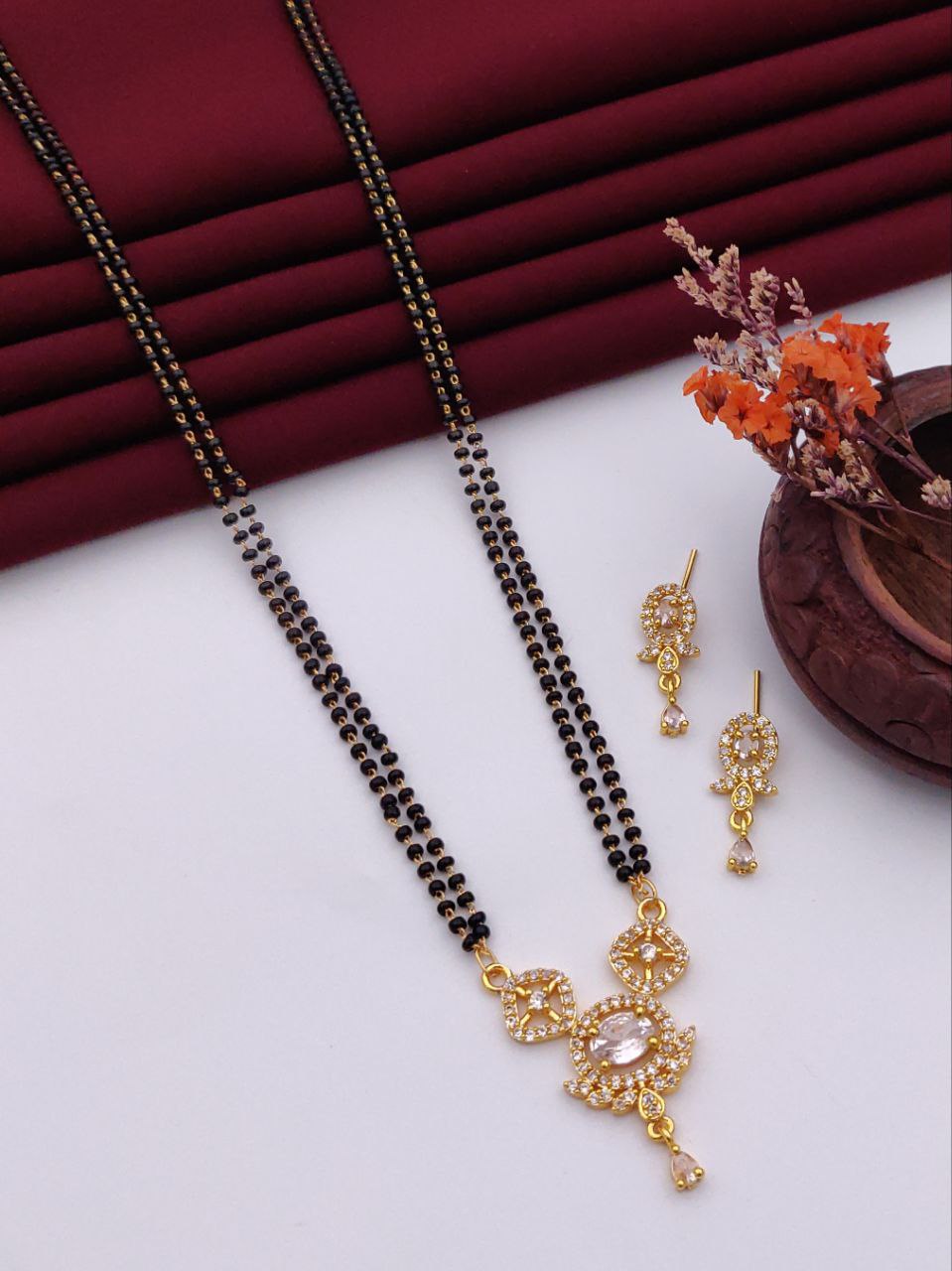 24 inch chain mangalsutra with earrings-05