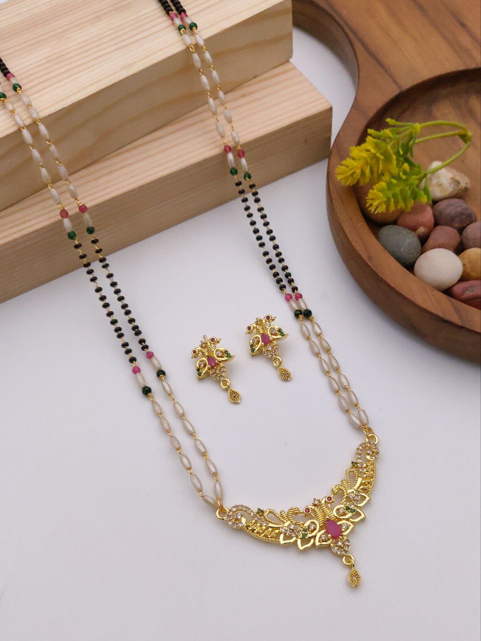 24 inch Suvarna Mangalsutra with earrings-11