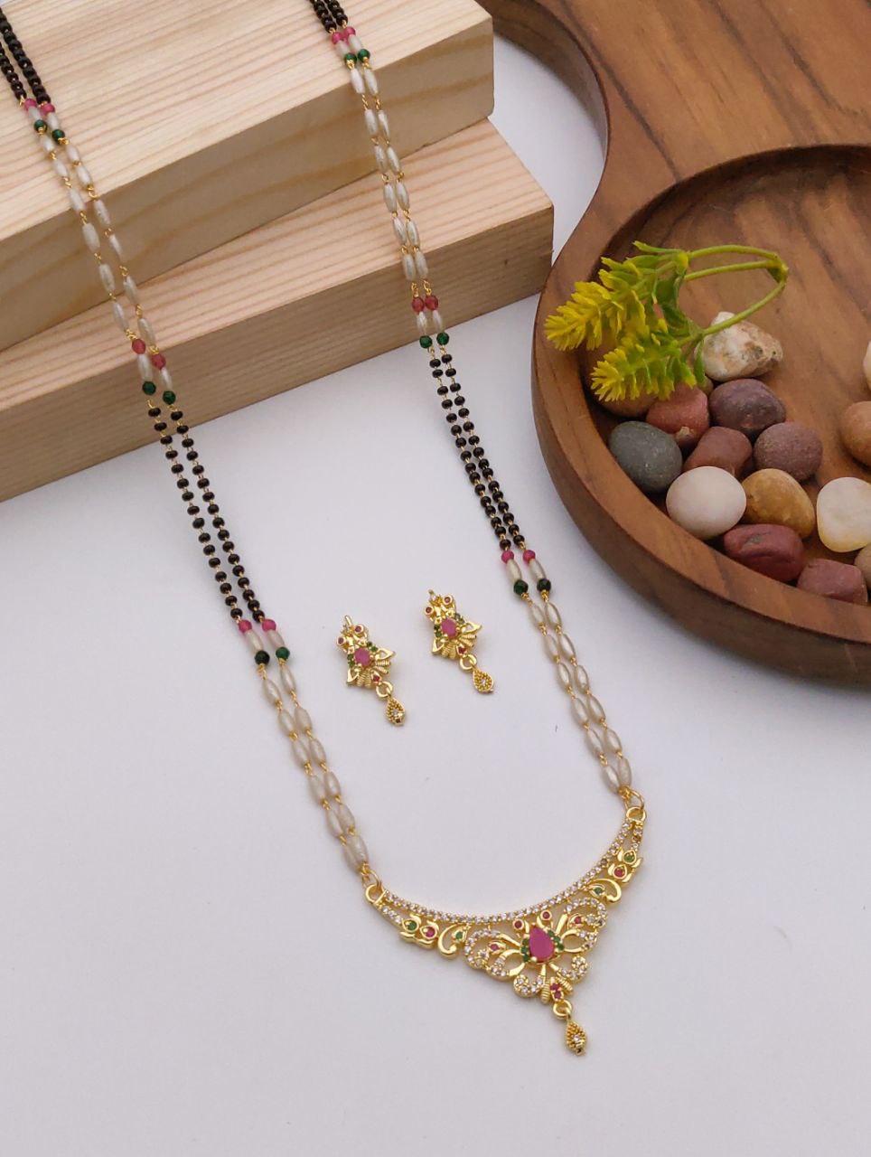 24 inch Suvarna Mangalsutra with earrings-13