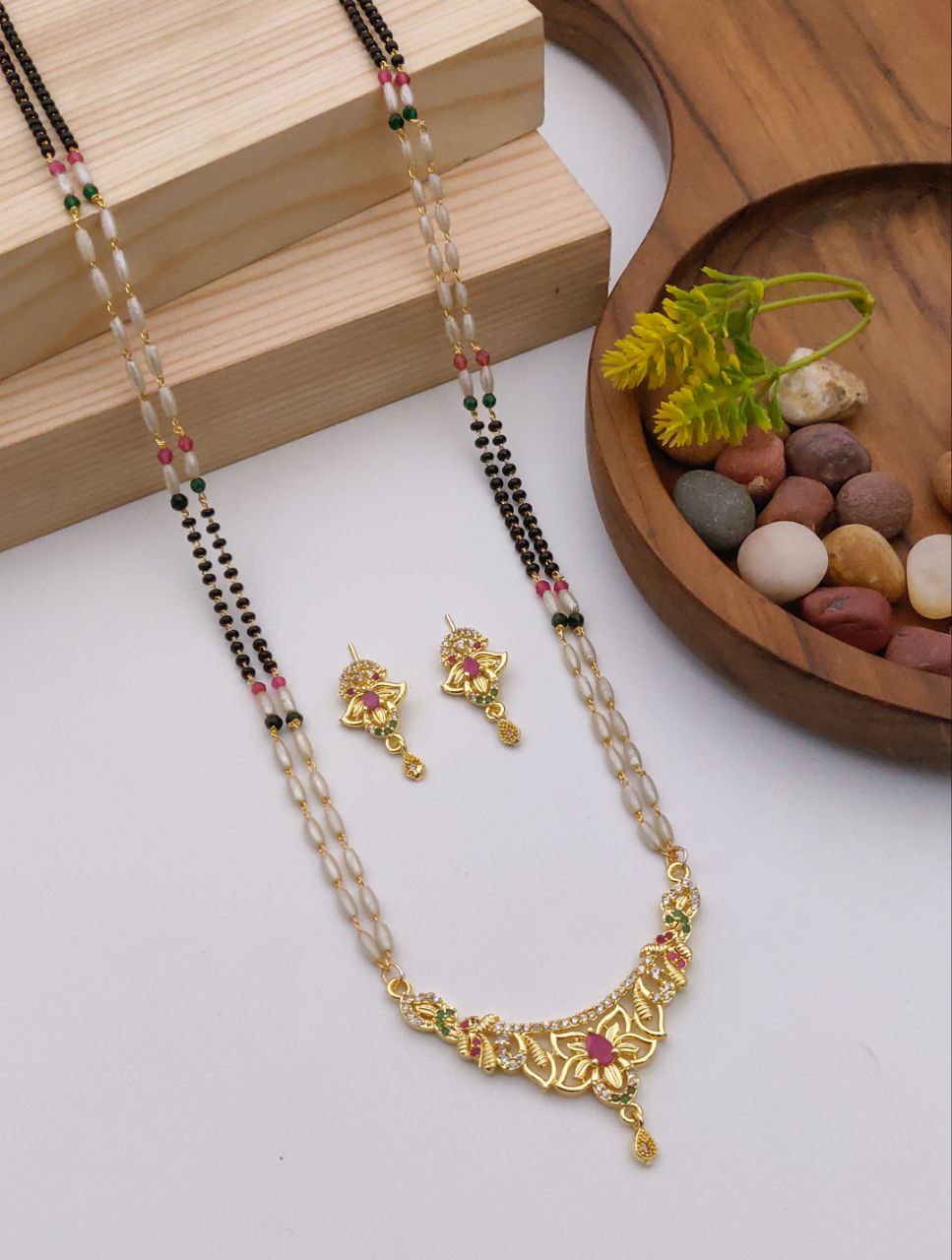 24 inch Suvarna Mangalsutra with earrings-15