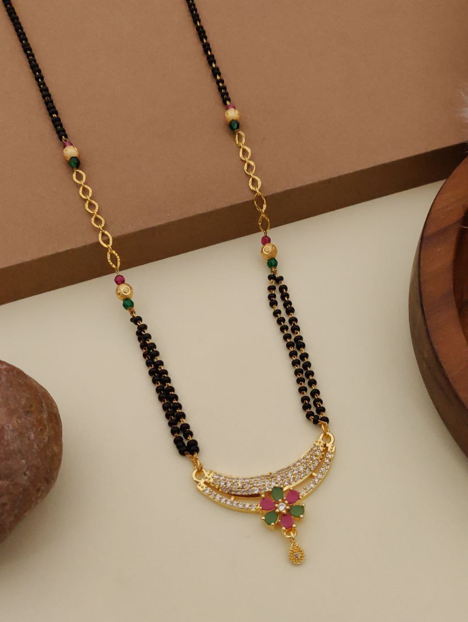 20 inch Green ruby diamond mangalsutra-22