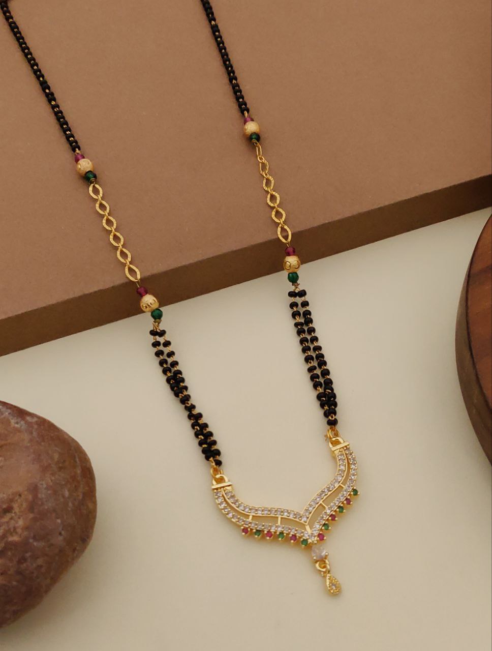 20 inch Green ruby diamond mangalsutra-24