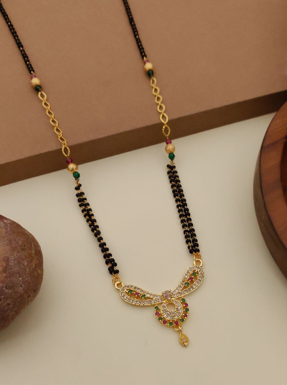 20 inch Green ruby diamond mangalsutra-25