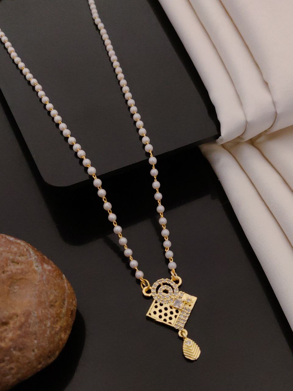 18 inch white mala short mangalsutra-44