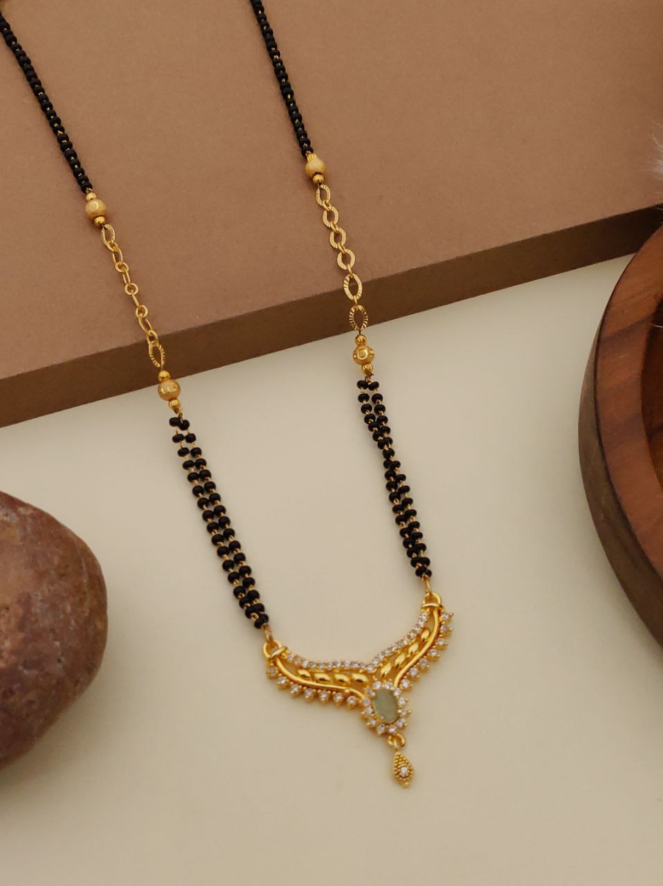 Golden mangalsutra double layer mala-53