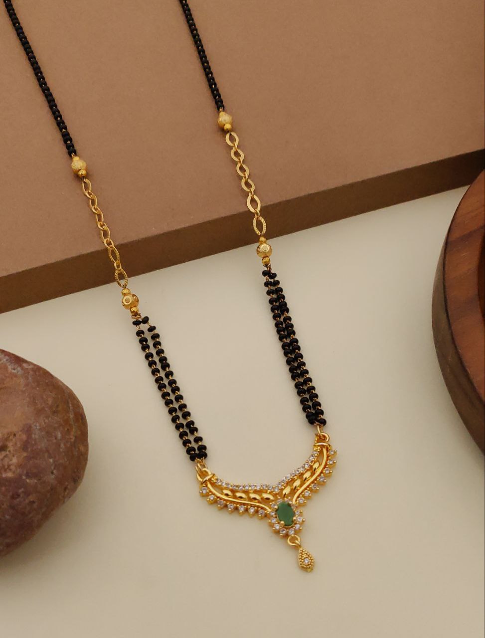 Golden mangalsutra double layer mala-54