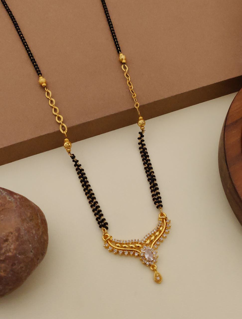 Golden mangalsutra double layer mala-52