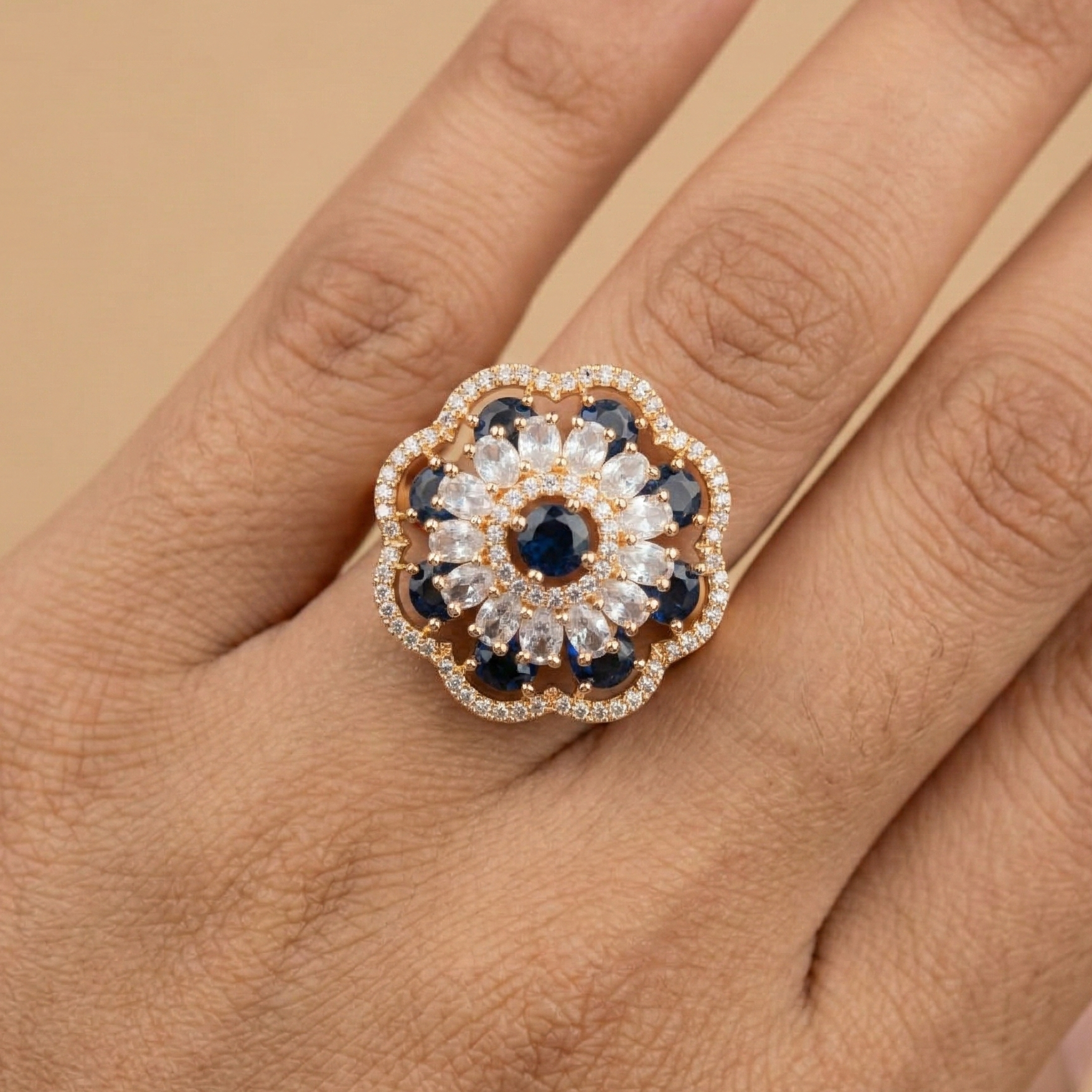 Royal Azure Blossom Ring